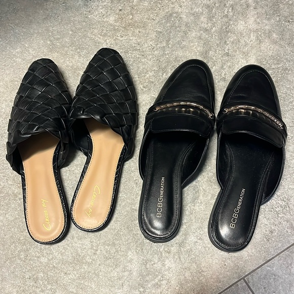 BCBGeneration Shoes - Pair of 2 BLACK LEATHER slip on loafers (9.5)